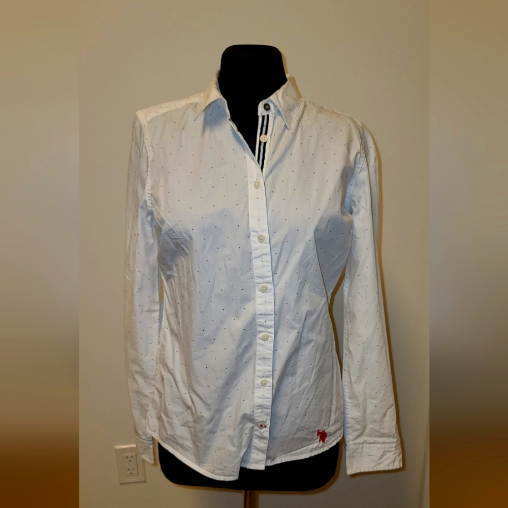 U.S. polo Assn USPA Polka dot poplin button down shirt